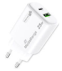 MediaRange MRMA112-2 oplader til mobil enhed Smartphone, Tablet Hvid Vekselstrøm Hurtig opladning Indendørs