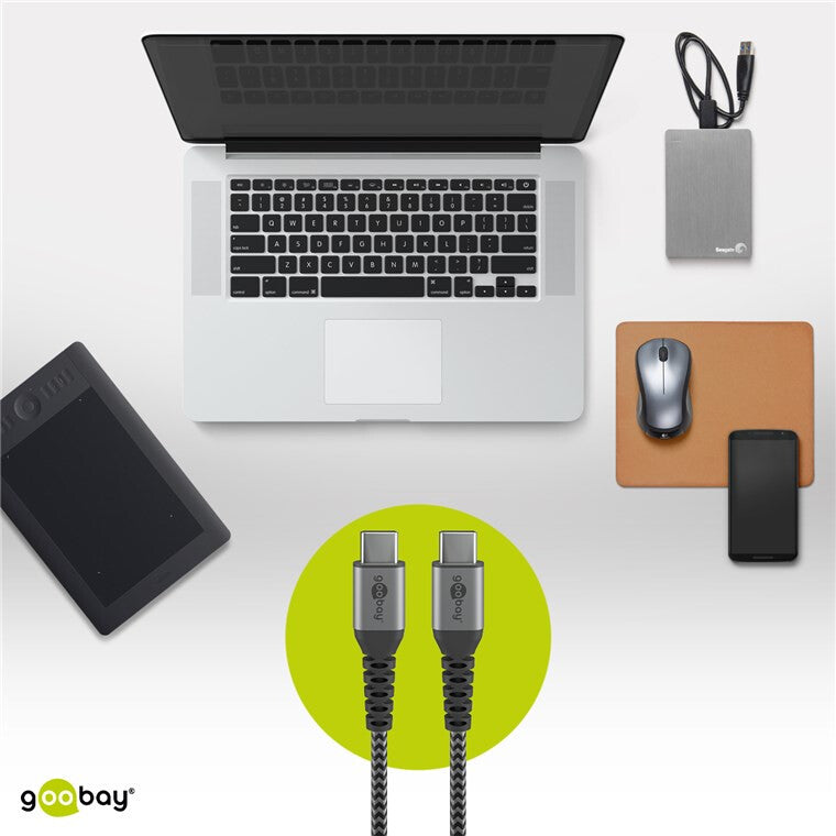 Goobay 49303 USB-kabel USB 2.0 2 m USB C 0,48 Gbit/sek. Grå, Sølv
