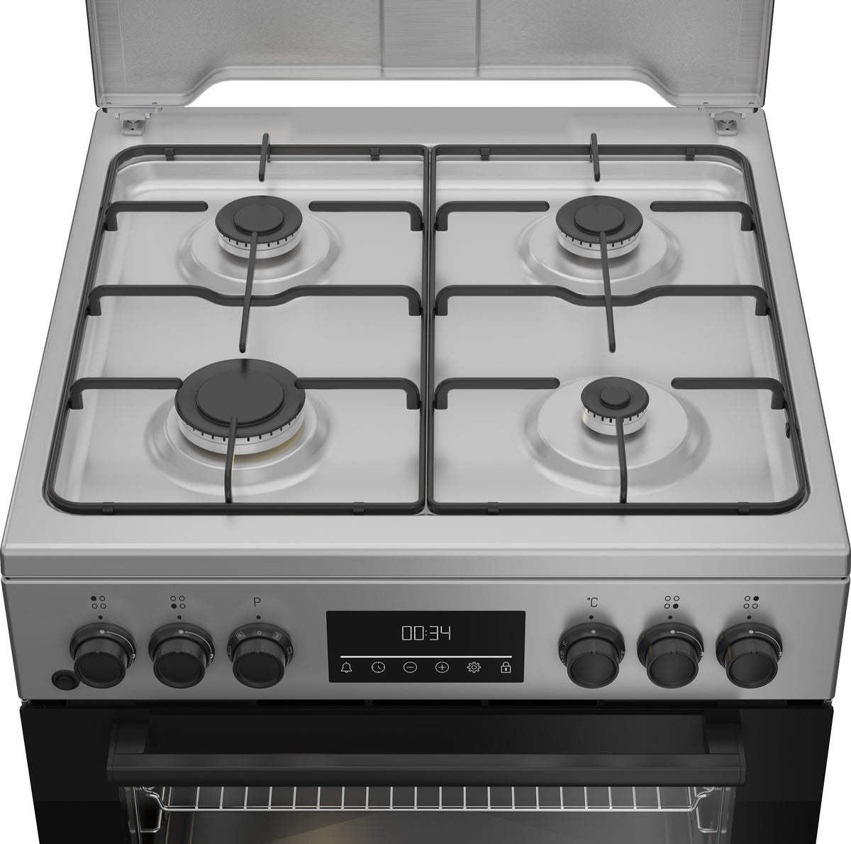 Beko FBM62320SDS Fritstående komfur Elektrisk Gaskomfur Sort, Sølv