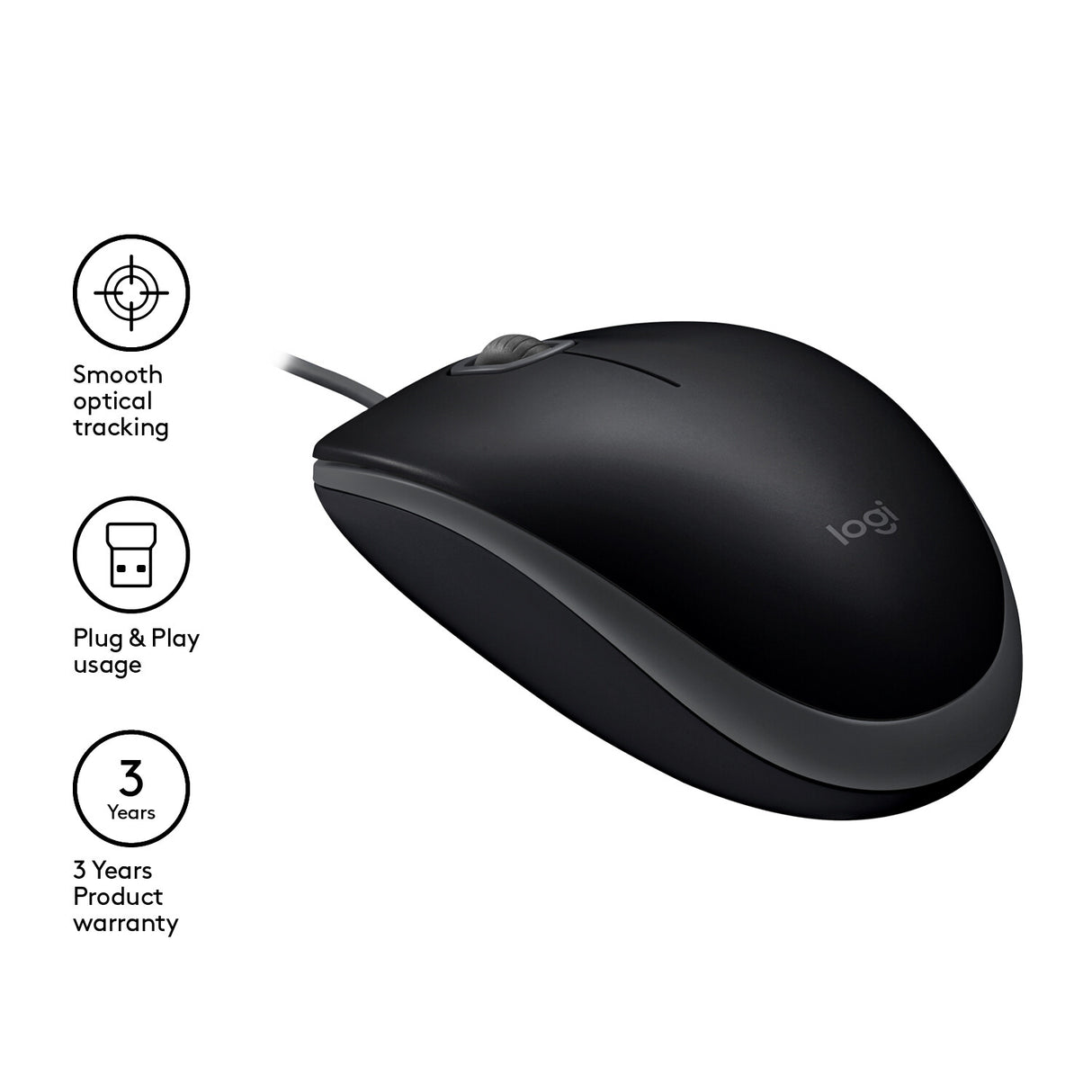 Logitech M110 Silent mus Kontor Ambidextrous USB Type-A Optisk 1000 dpi