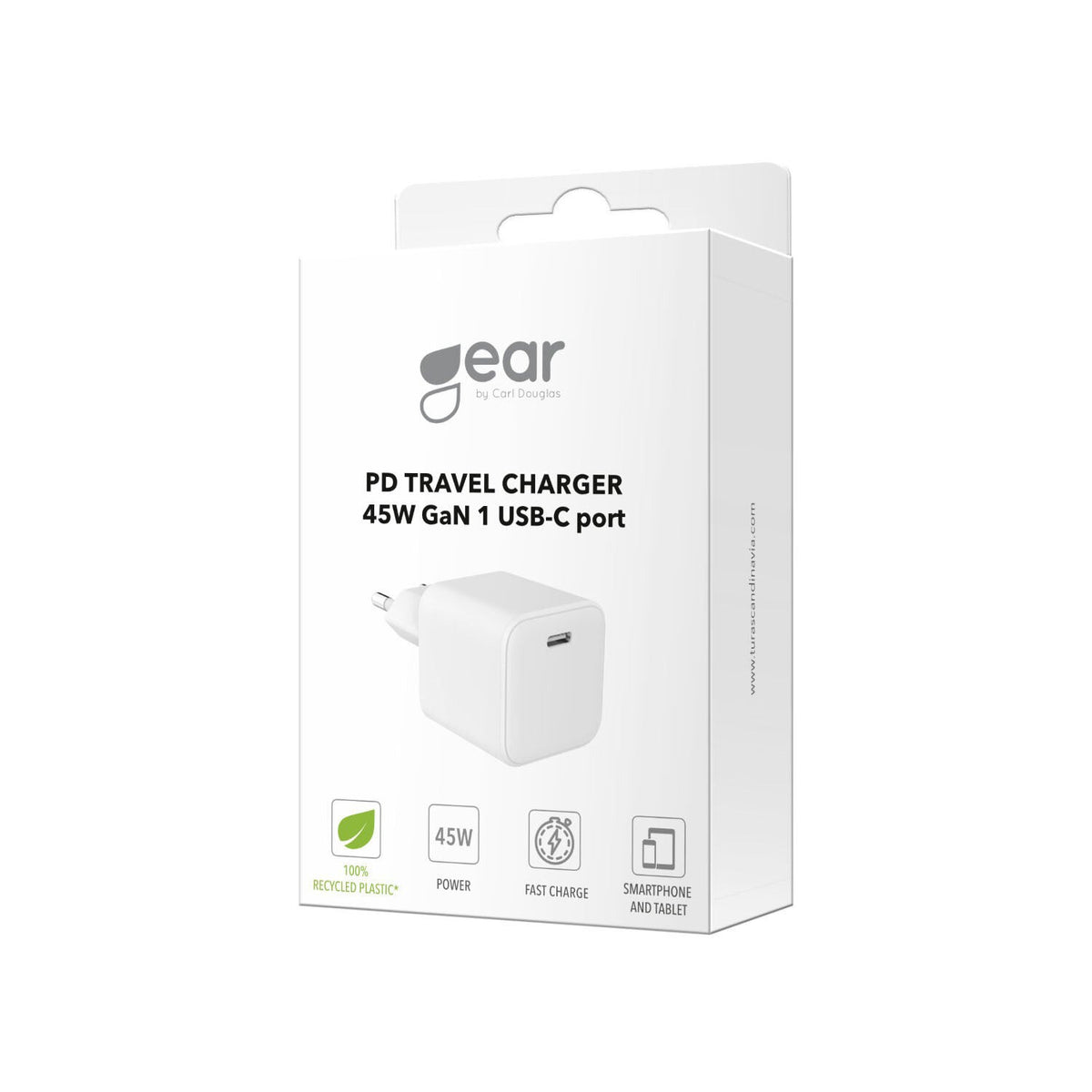 Gear Oplader 220V 1xUSB-C PD/PPS 45W GaN Hvid