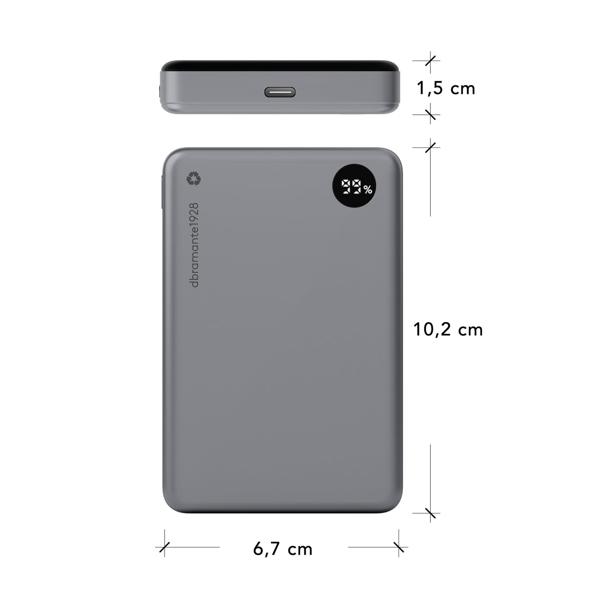 dbramante1928 re-charge 10000 mAh Trådløs opladning Grå