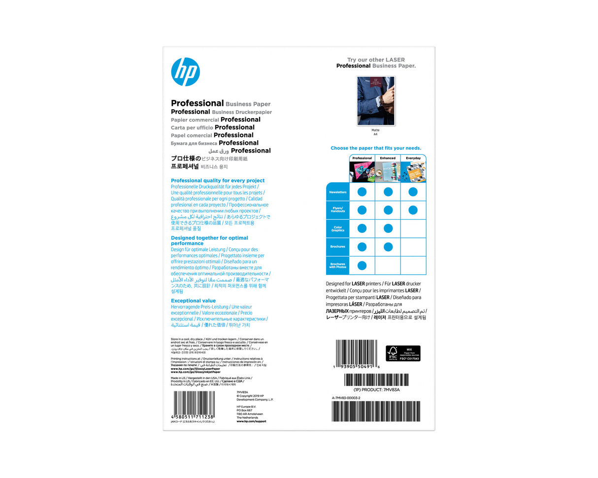 HP Professional Laser Glossy FSC-papir 200 gsm-150 ark/A4/210 x 297 mm