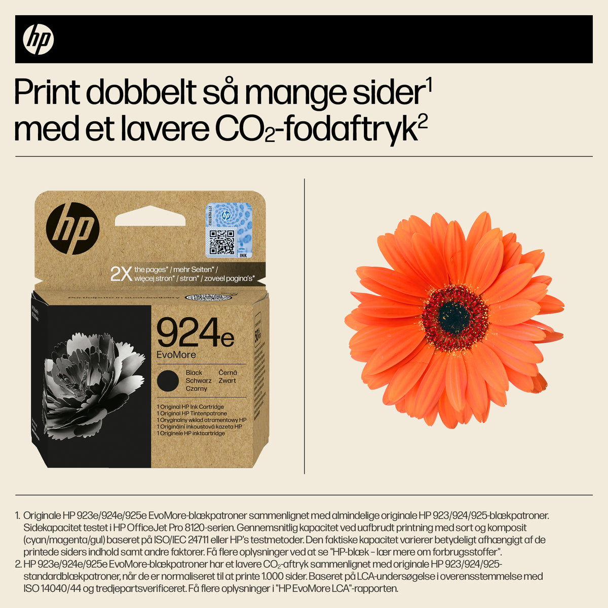 HP 924e EvoMore Sort 1000 sider Blæk 4K0V0NE