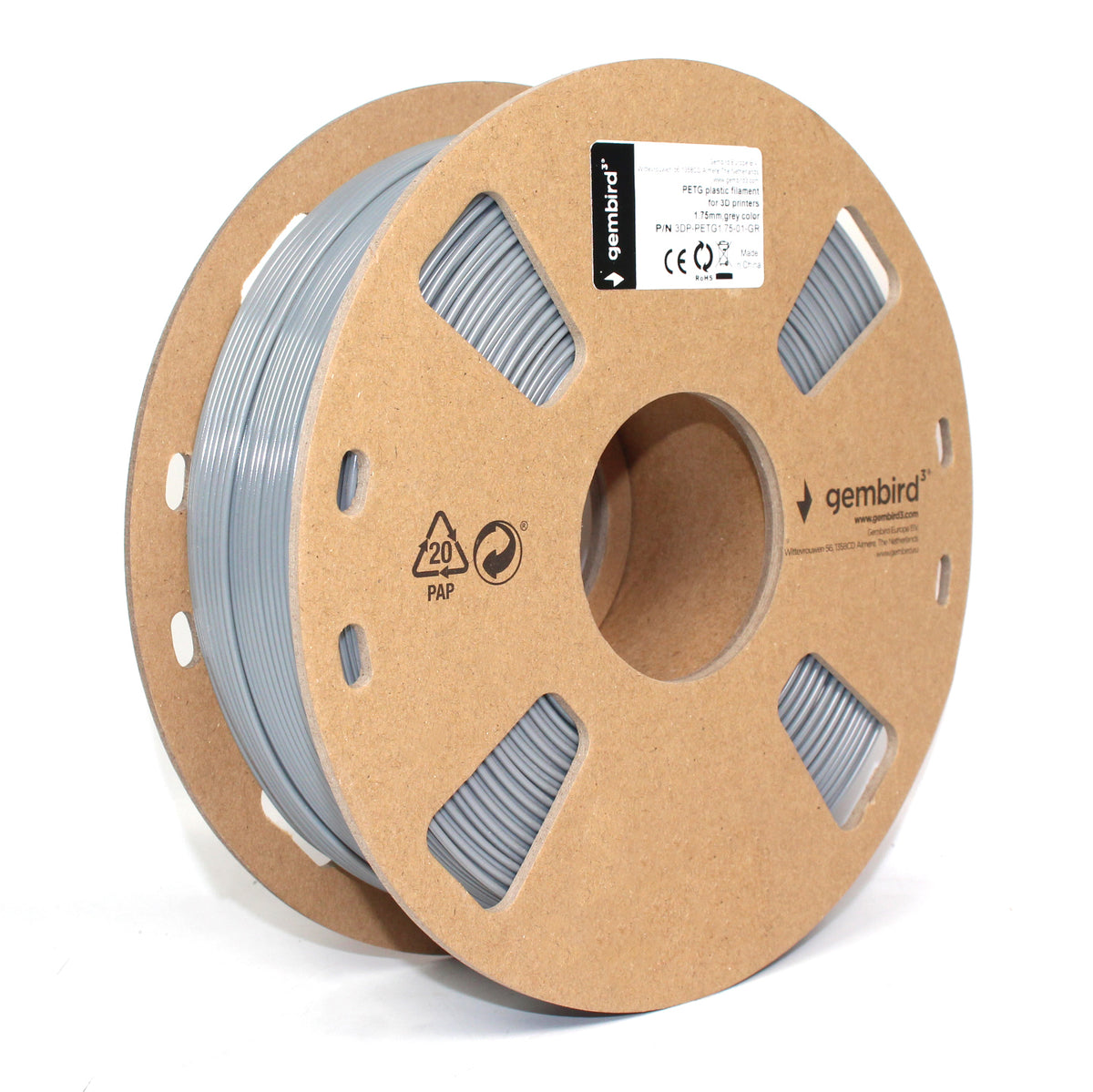 Gembird PETG filament 1.75mm Grå