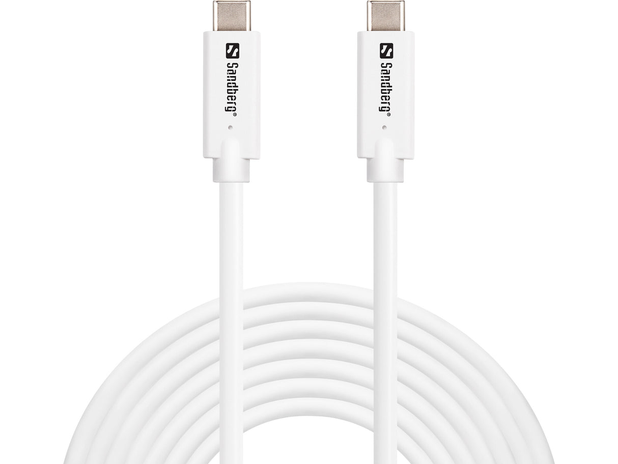 Sandberg 136-76 USB-kabel USB 3.2 Gen 2 (3.1 Gen 2) 5 m USB C 10 Gbit/sek. 100 W Hvid