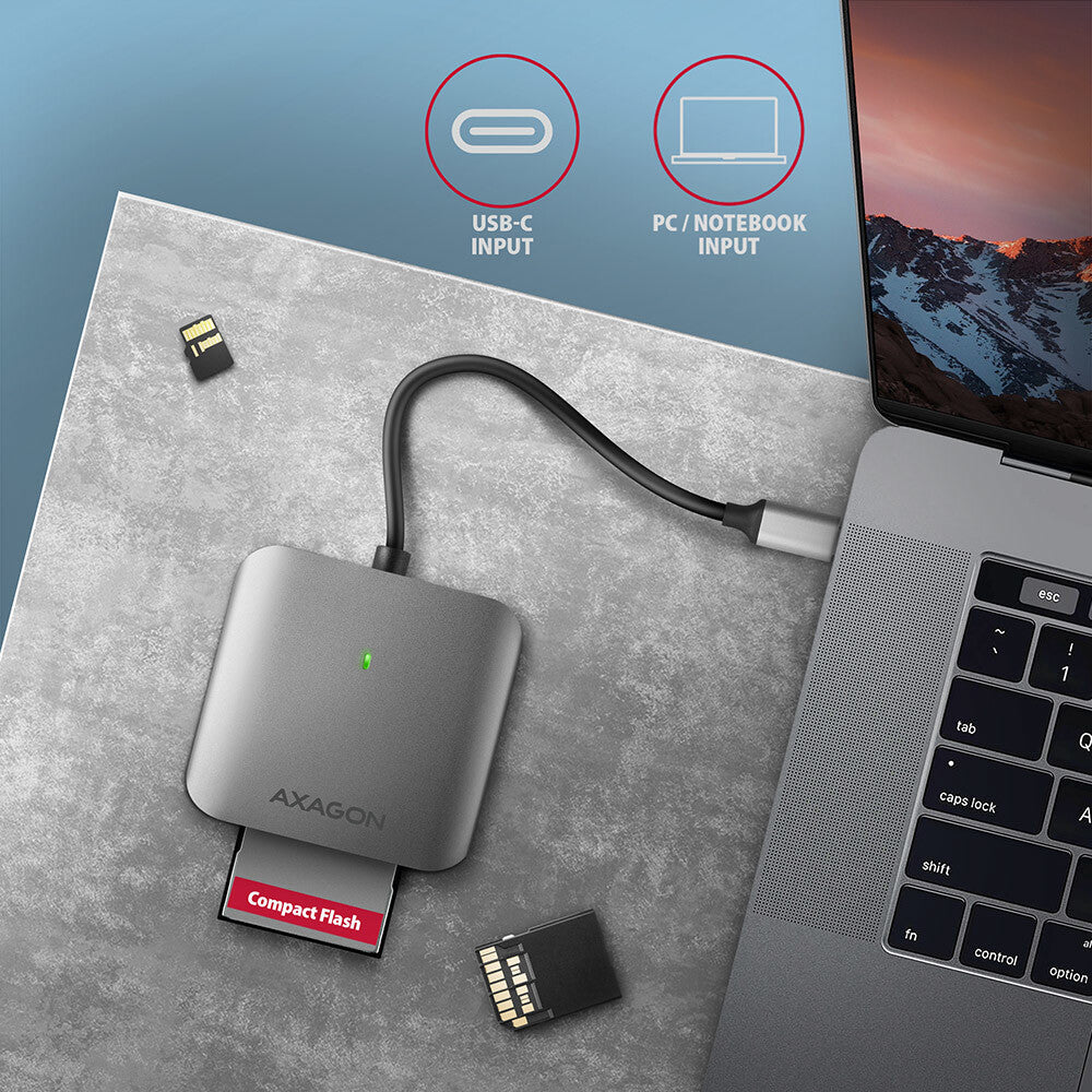 Axagon CRE-S3C kortlæser USB 3.2 Gen 1 (3.1 Gen 1) Type-C Grå