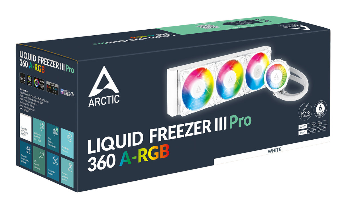 ARCTIC Liquid Freezer III Pro 360 A-RGB (White) Processor Væskekølingssæt 12 cm Hvid 1 stk