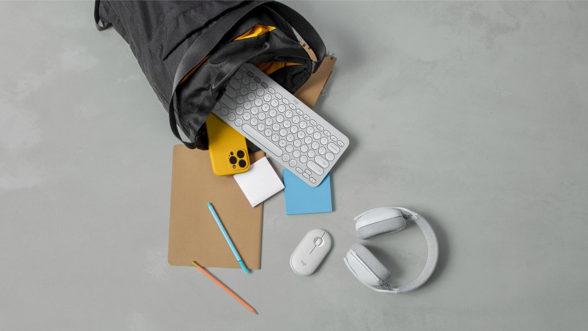 Logitech Pebble 2 Combo tastatur Mus inkluderet Universel RF trådløs + Bluetooth QWERTY US International Hvid