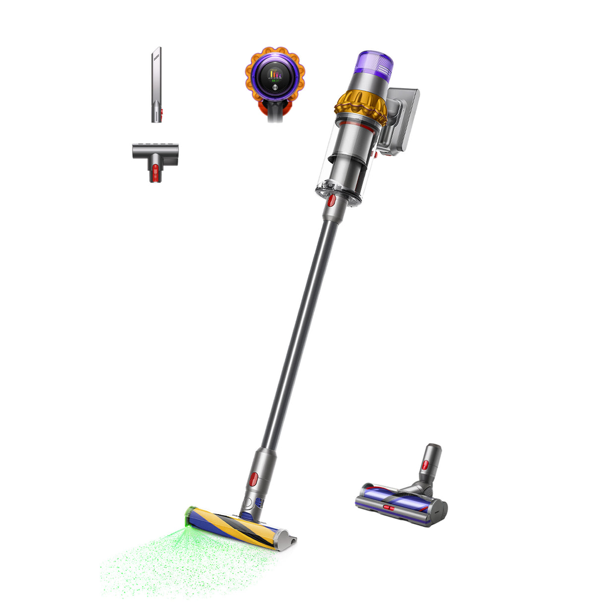 Dyson V15 Detect Absolute 2-i-1 stangstøvsuger Batteri Dry HEPA Poseløs 0,77 L Rustfrit stål