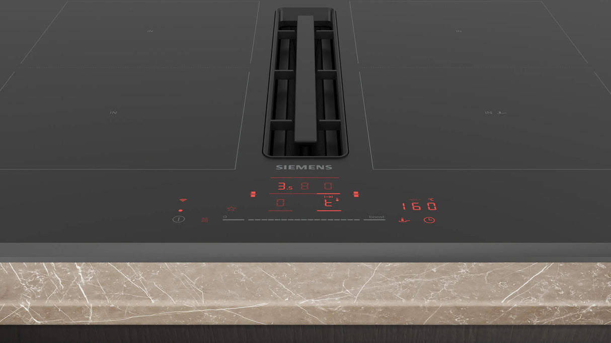 Siemens iQ500 ED851HQ26M kogeplade Sort Indbygget 80 cm Zone induktionskogeplade 4 zone(s) Indbygget hætte