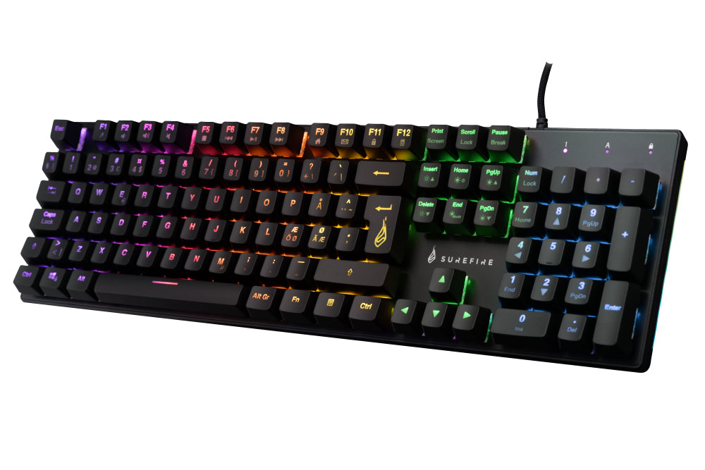 SureFire KingPin M2 tastatur Spil USB QWERTY Nordisk Sort, Metallic