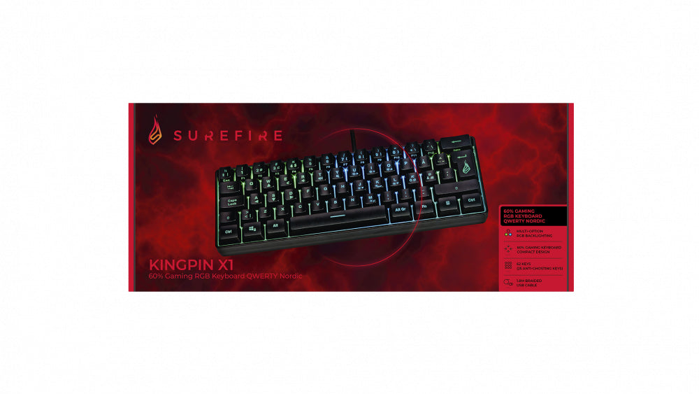 SureFire KingPin X1 tastatur Spil USB QWERTY Nordisk Sort