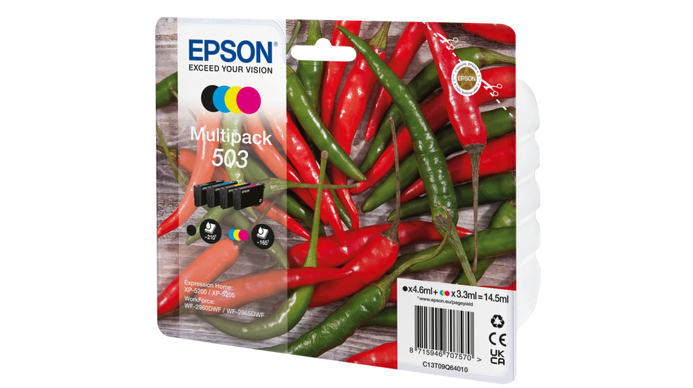 Epson 503 blækpatron 4 stk Original Standard udbytte Sort, Blå, Magenta, Gul