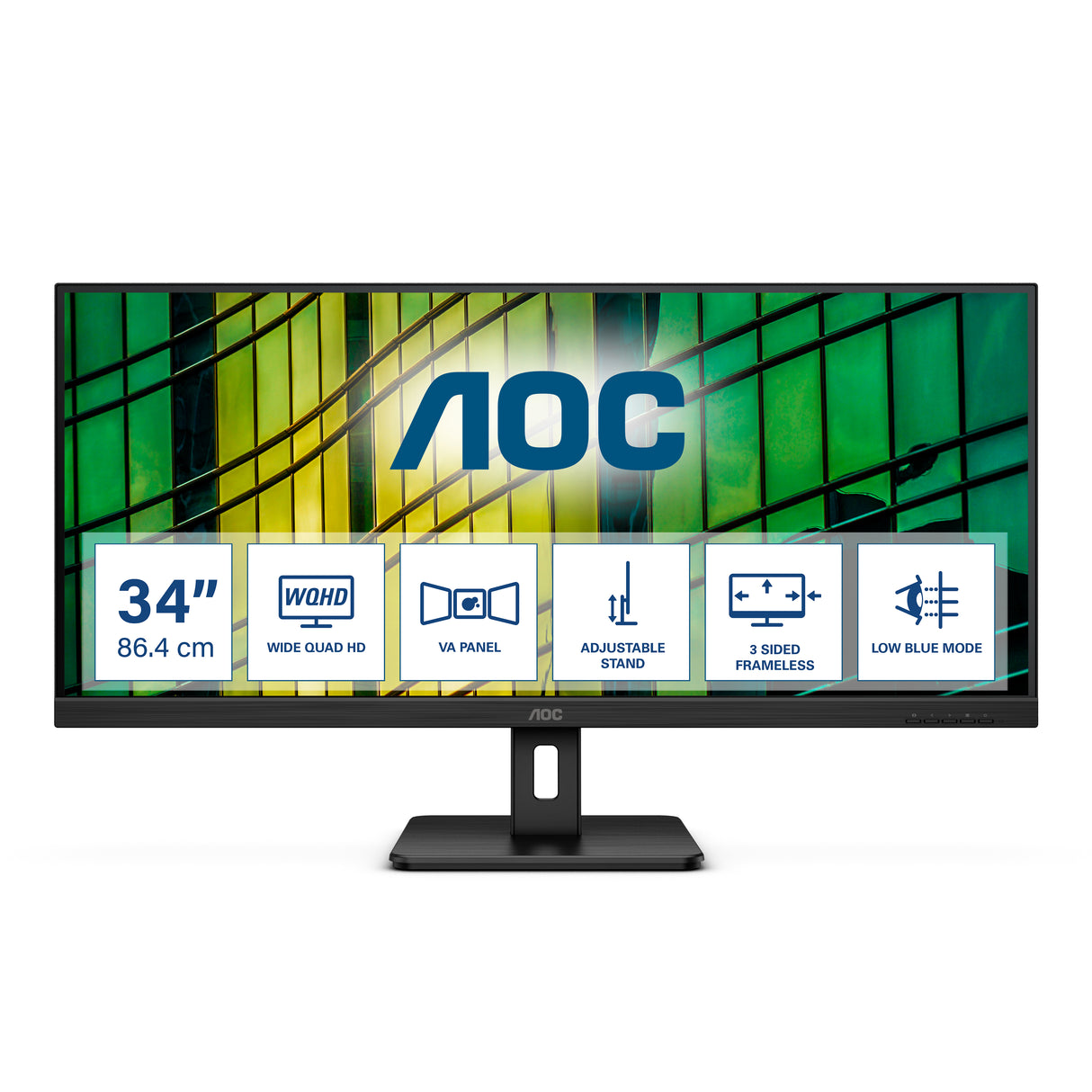 AOC U34E2M computerskærm 86,4 cm (34") 3440 x 1440 pixel Wide Quad HD Sort