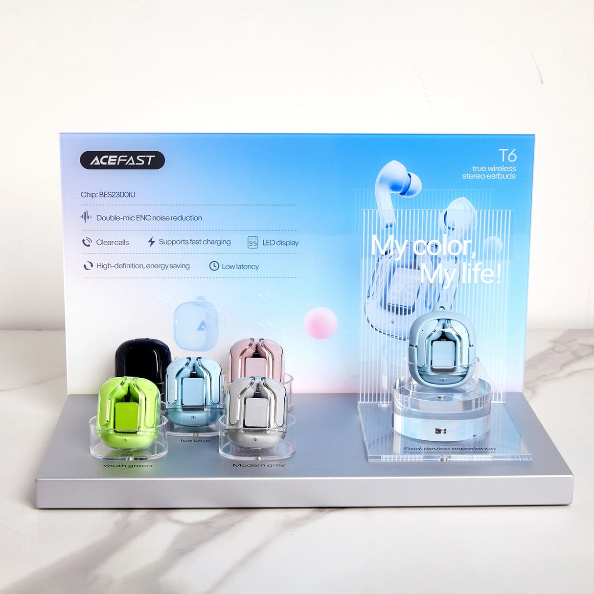 Acefast T6 TWS Bluetooth In-Ear trådløse hovedtelefoner - Grøn