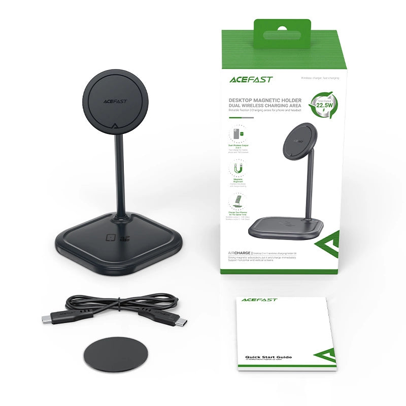 Acefast 15W Qi trådløs oplader til iPhone (med MagSafe) og Apple AirPods Standholder Magnetisk Holder Grå (E6 grå)