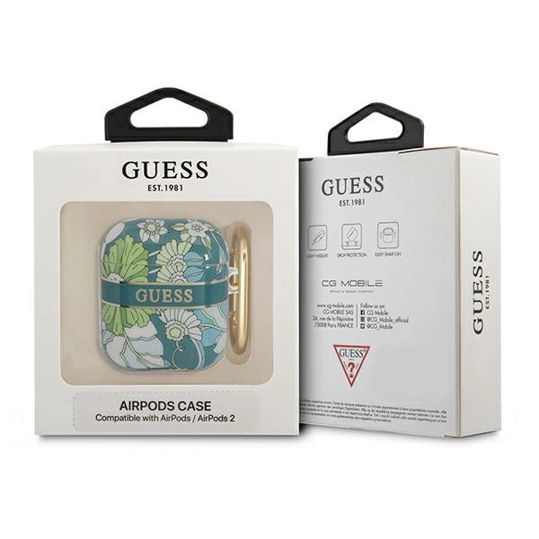 Guess GUA2HHFLN AirPods cover grøn/grøn Flower Strap Collection