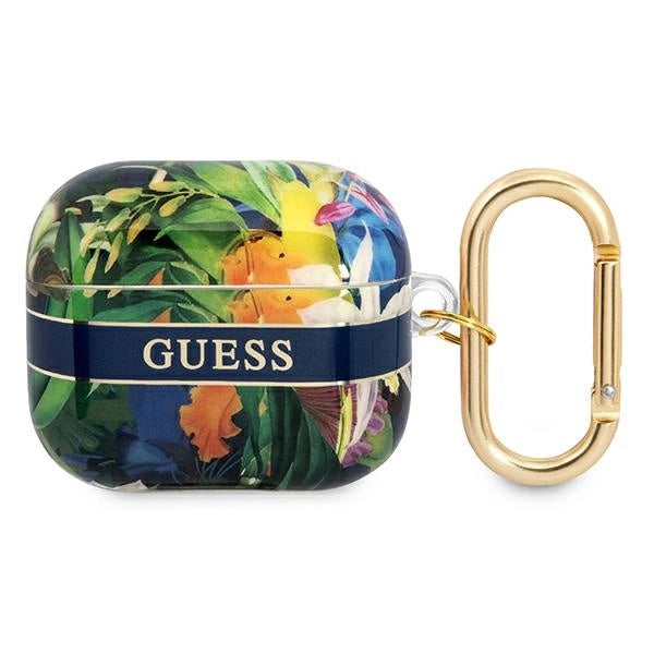 Guess GUA3HHFLB AirPods 3 cover blå/blå Flower Strap Collection
