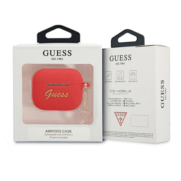Guess GUA3LSCHSR AirPods 3 cover rød/rød Silicone Charm Heart Collection