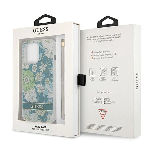 Guess GUHCP13LHFLSN iPhone 13 Pro / 13 6.1" grøn/grøn hardcase Flower Strap