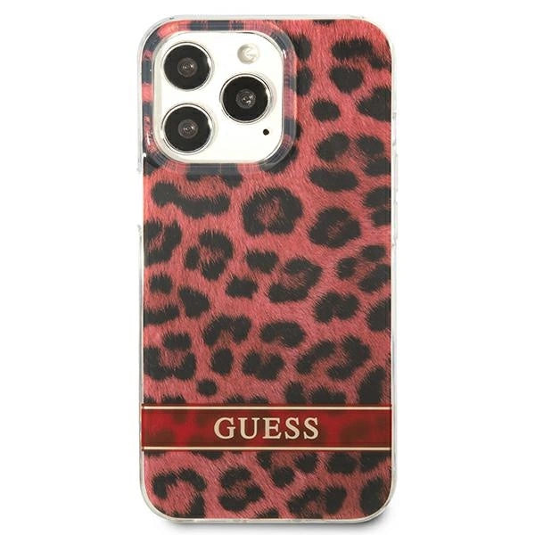Guess GUHCP13LHSLEOR iPhone 13 Pro / 13 6.1" rød/rød hardcase Leopard