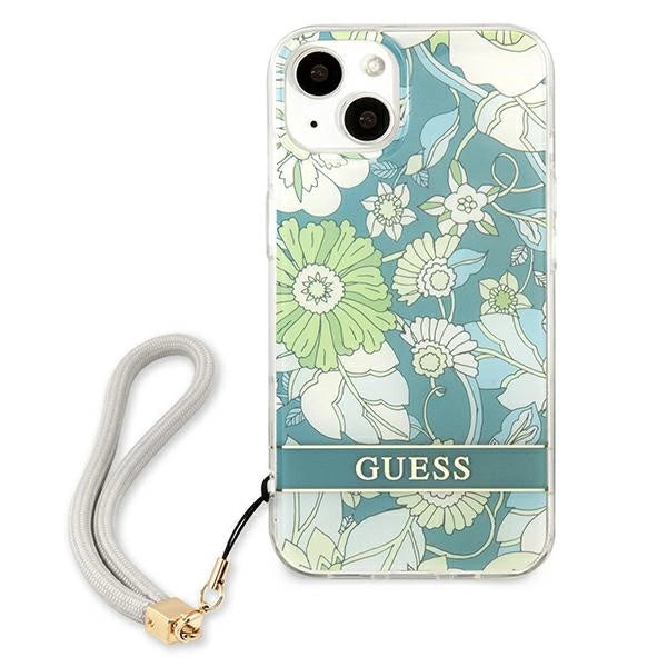 Guess GUHCP13MHFLSN iPhone 13 6.1" grøn/grøn hardcase Flower Strap