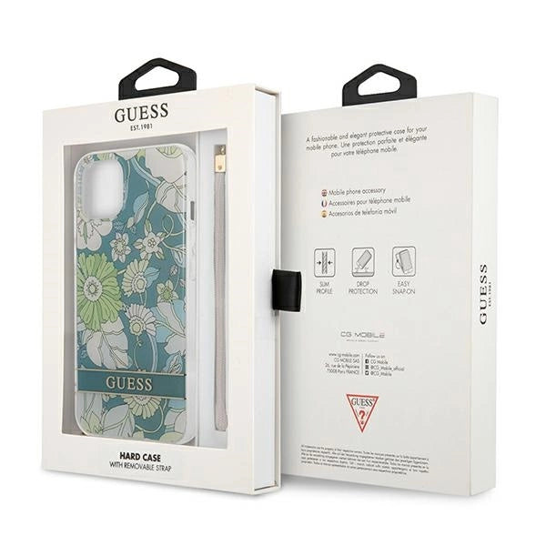 Guess GUHCP13SHFLSN iPhone 13 mini 5.4" grøn/grøn hardcase Flower Strap