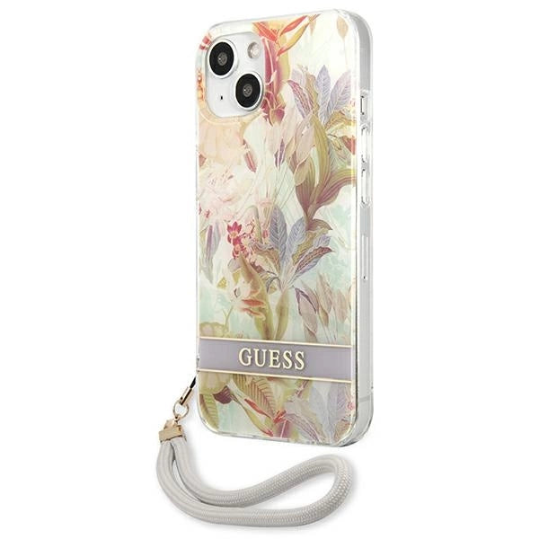 Guess GUHCP13SHFLSU iPhone 13 mini 5.4" lilla/lila hårdkasse Blomsterstrop