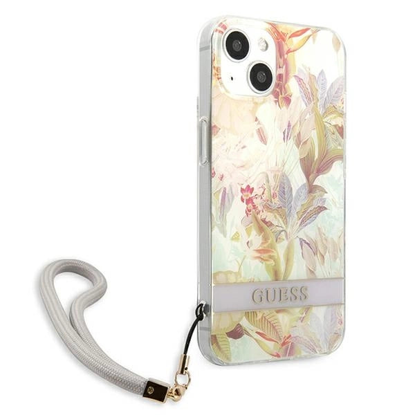Guess GUHCP13SHFLSU iPhone 13 mini 5.4" lilla/lila hårdkasse Blomsterstrop