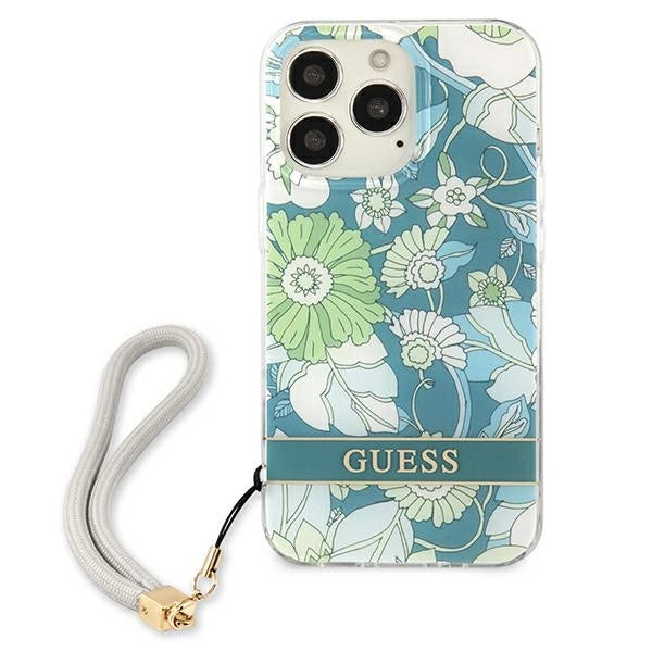 Guess GUHCP13XHFLSN iPhone 13 Pro Max 6.7" grøn/grøn hardcase Flower Strap
