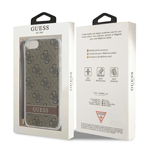 Guess GUOHCI8H4STW iPhone SE 2022 / SE 2020 / 7/ 8 brun/brun hardcase 4G Print Strap