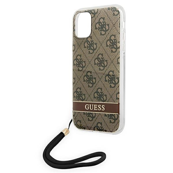 Guess GUOHCN61H4STW iPhone 11 brun/brun hardcase 4G Print Strap