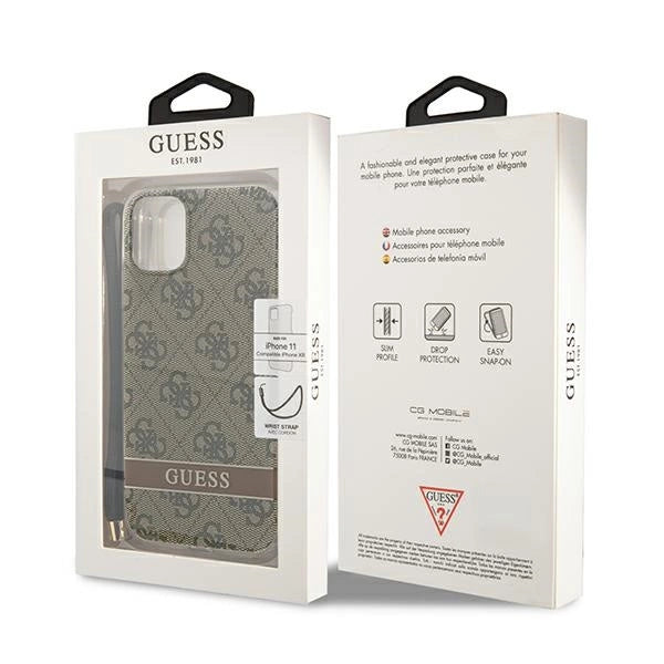 Guess GUOHCN61H4STW iPhone 11 brun/brun hardcase 4G Print Strap