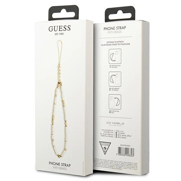 Guess pendant GUSTPEAW Telefonrem hvid/hvid Heishi perler