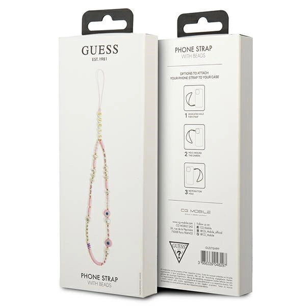 Guess-pendel GUSTSHPP Telefonrem lyserød/rosa perler Shell