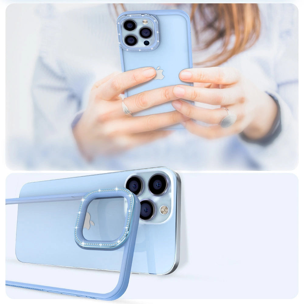 Kingxbar Sparkle Series iPhone 13 Pro Max med krystaller bagdæk blå