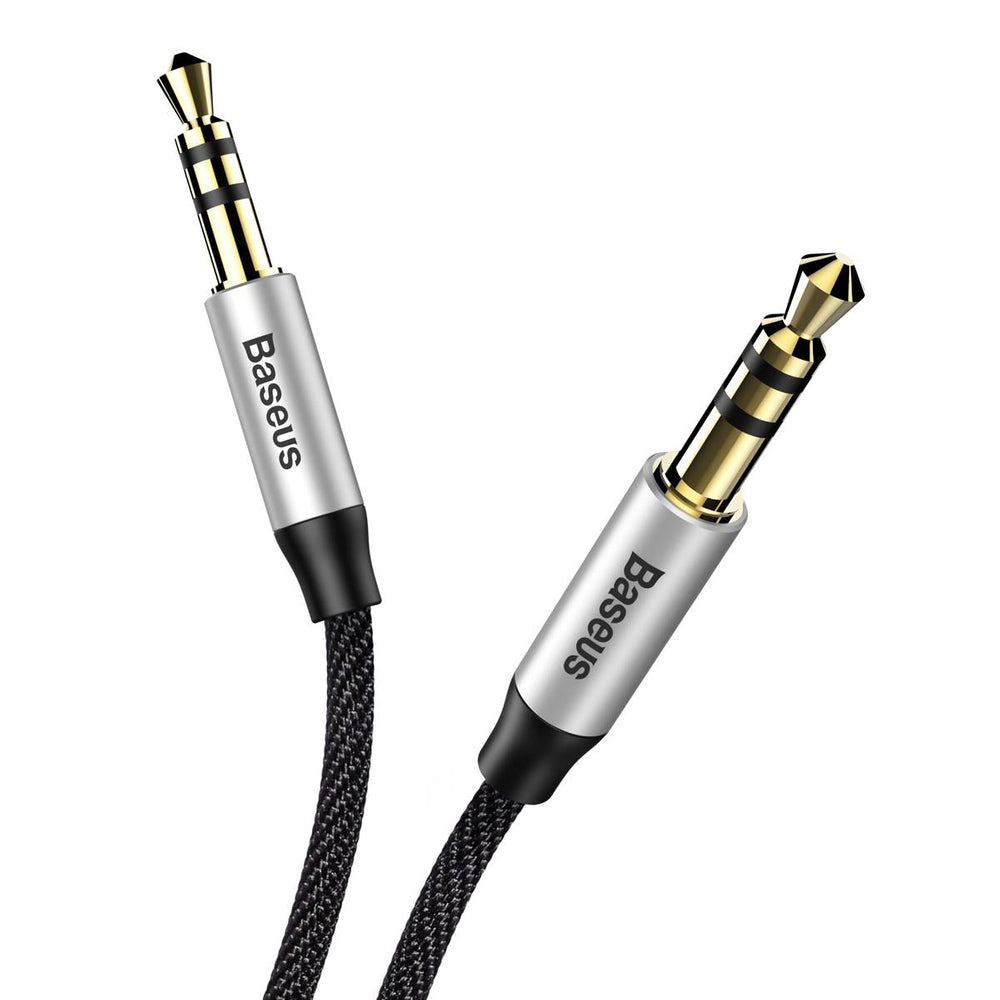 Baseus Yiven M30 stereo AUX 3,5 mm lydkabel mandlig mini jack 1m sølv-sort (CAM30-BS1)