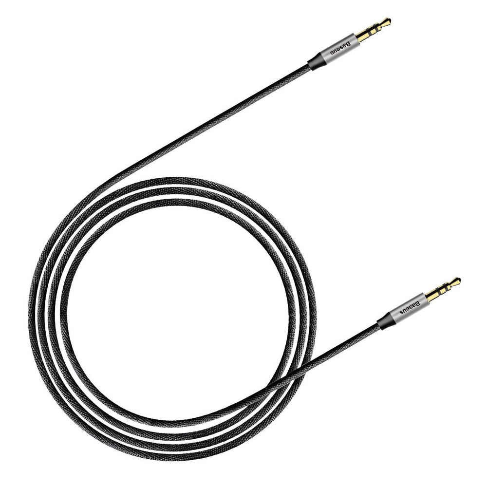 Baseus Yiven M30 stereo AUX 3,5 mm lydkabel mandlig mini jack 1m sølv-sort (CAM30-BS1)