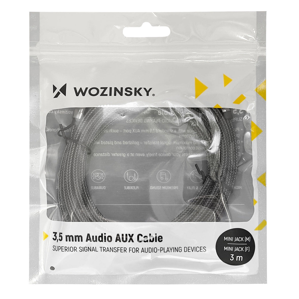 Wozinsky mini jack extension cable (female-male) AUX extension cable 3 m black