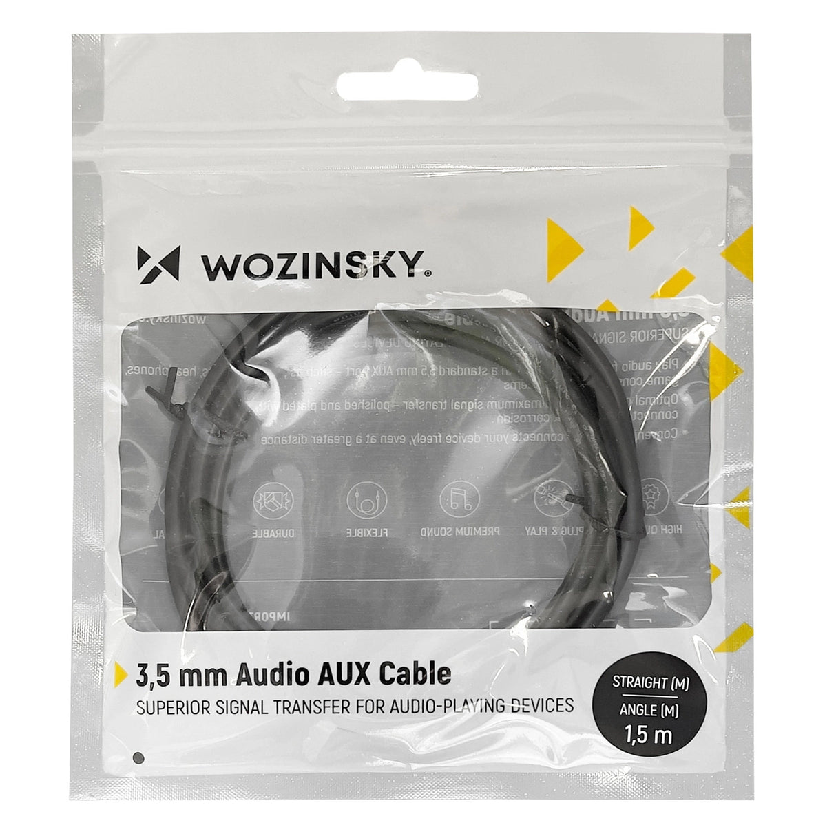 Wozinsky AUX-kabel vinklet (mand-mand) mini jack-kabel 3 m sort