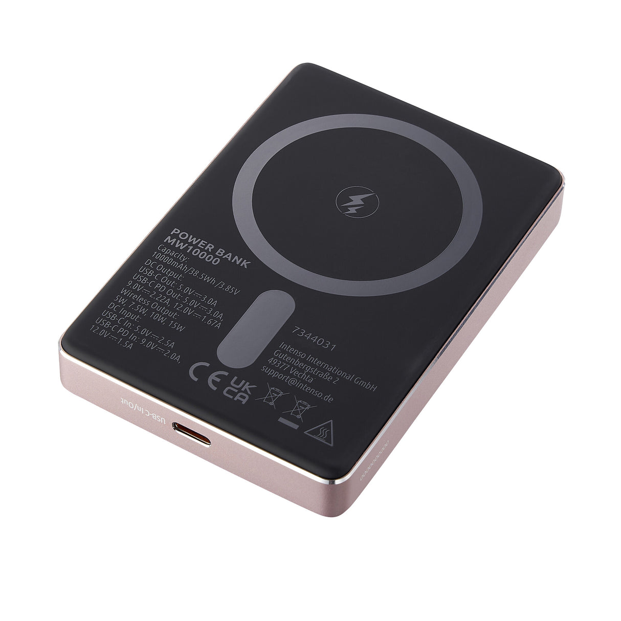 Intenso MW10000 Lithium polymer (LiPo) 10000 mAh Trådløs opladning Rose