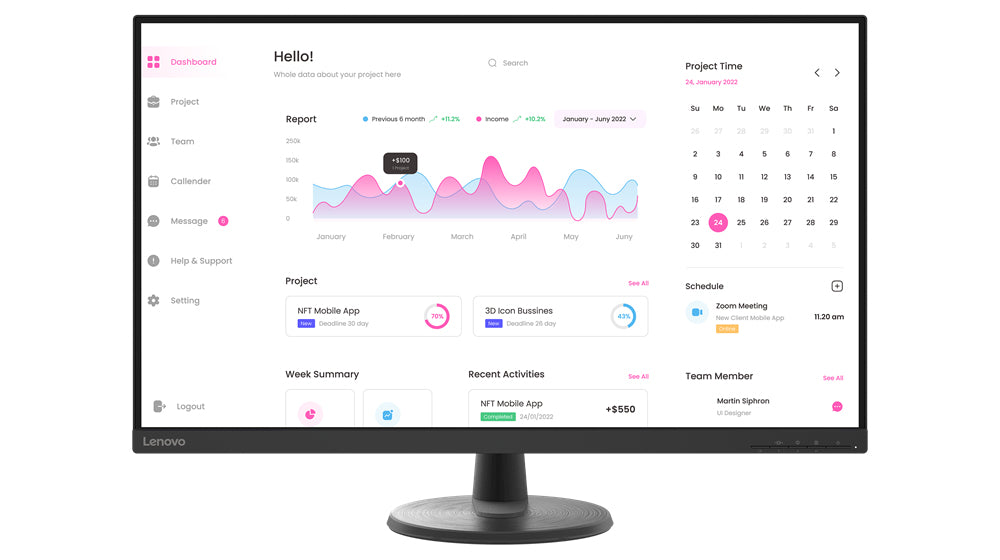 Lenovo D32-40 computerskærm 80 cm (31.5") 1920 x 1080 pixel Fuld HD Sort