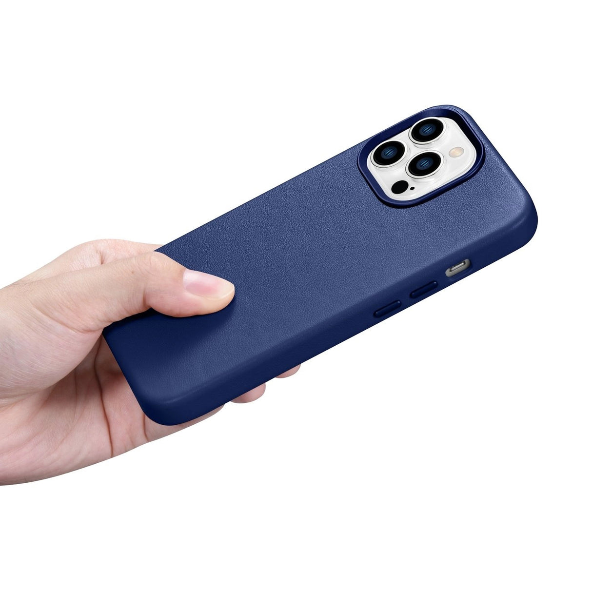 iCarer Case Leather Cover Ægte læder Case til iPhone 14 Pro Max blå (WMI14220708-BU) (MagSafe kompatibel)