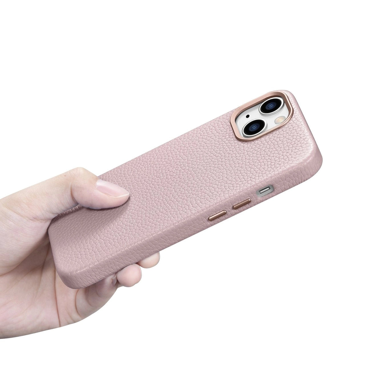 iCarer Litchi Premium Ledder Case iPhone 14 Plus Magnetisk Ledder Case med MagSafe Pink (WMI14220711-PK)