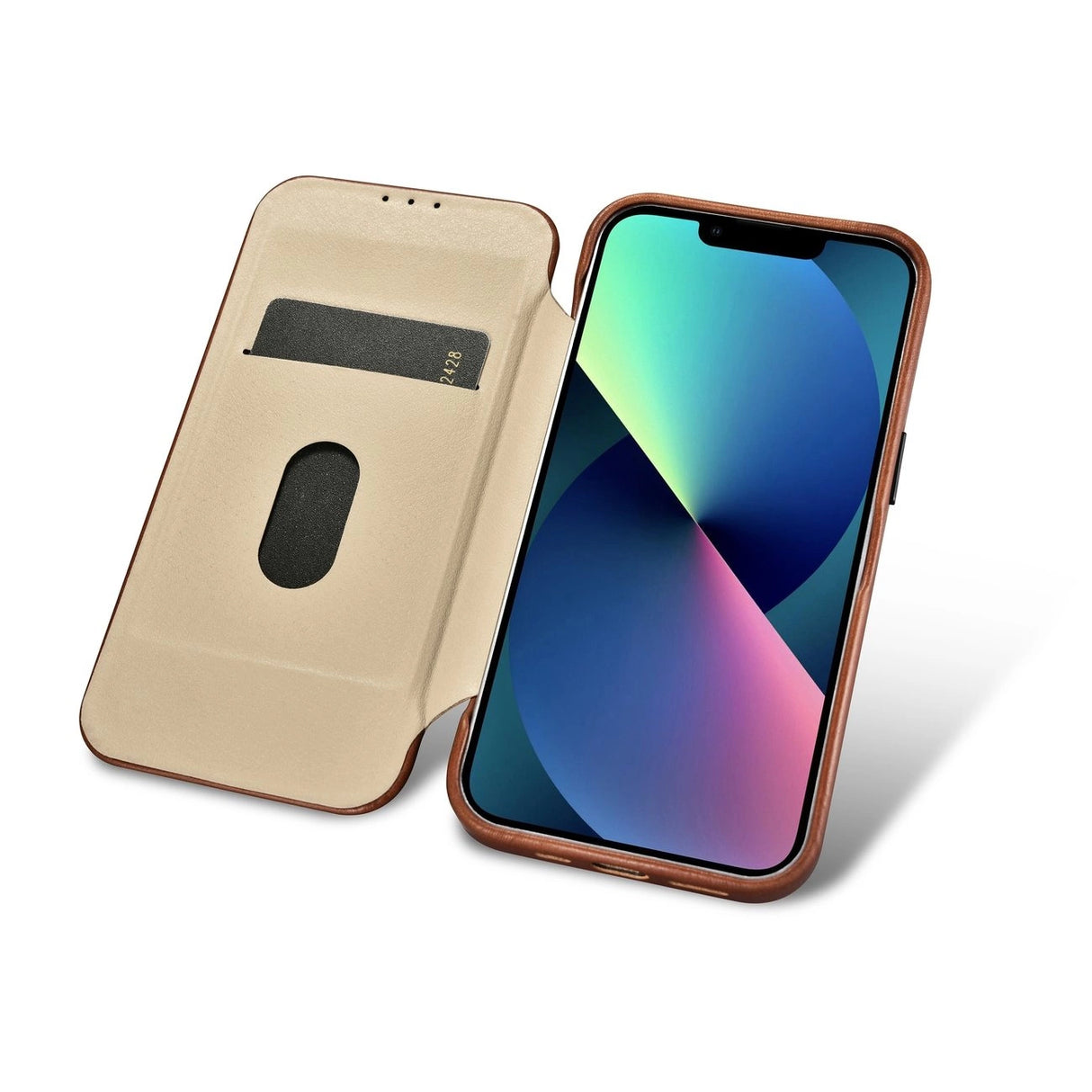 iCarer CE Oil Wax Premium Leather Folio Case iPhone 14 Plus magnetisk flip case MagSafe brun (AKI14220707-BN)