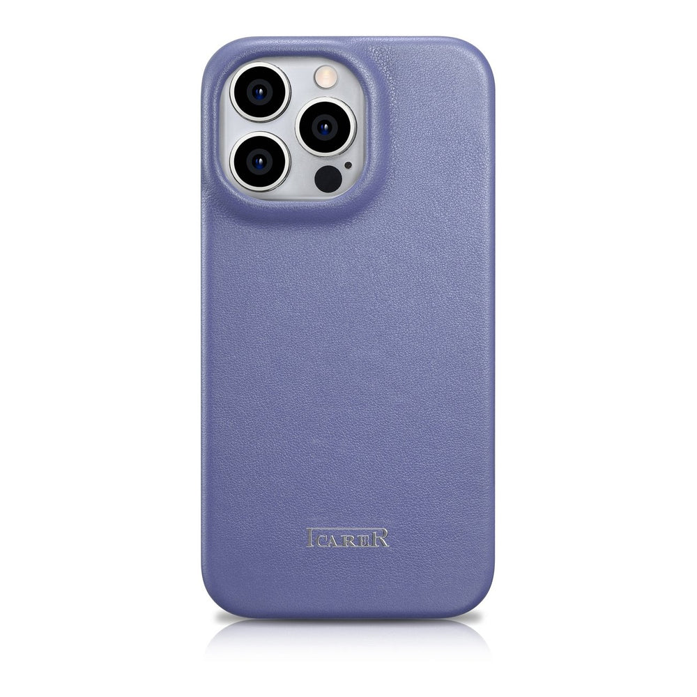 iCarer CE Premium læder Folio Case iPhone 14 Pro Magnetisk Flip læder Folio Case MagSafe Light Purple (WMI14220714-LP)