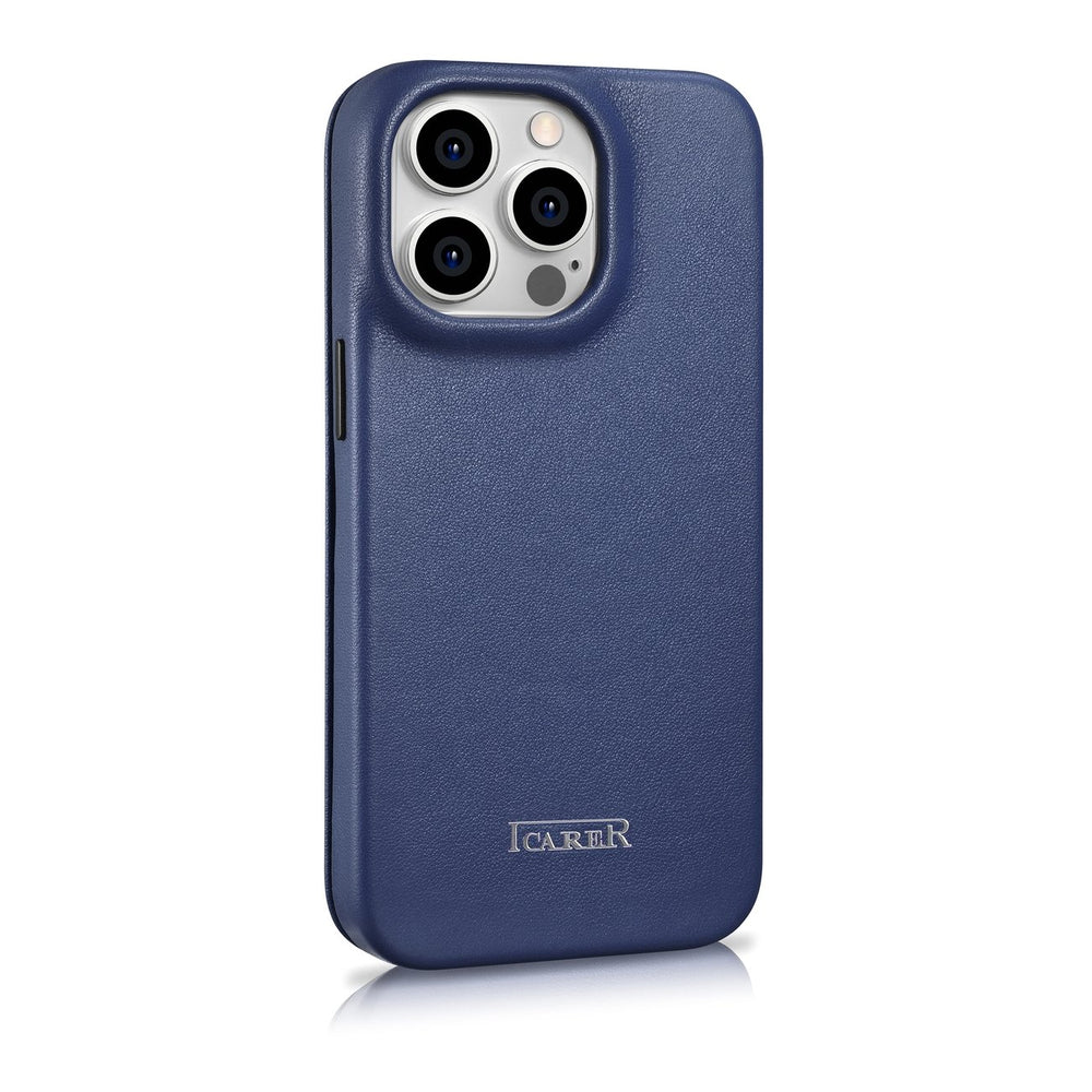 iCarer CE Premium læder Folio Case iPhone 14 Pro Magnetisk Flip læder Folio Case MagSafe Blue (WMI14220714-BU)