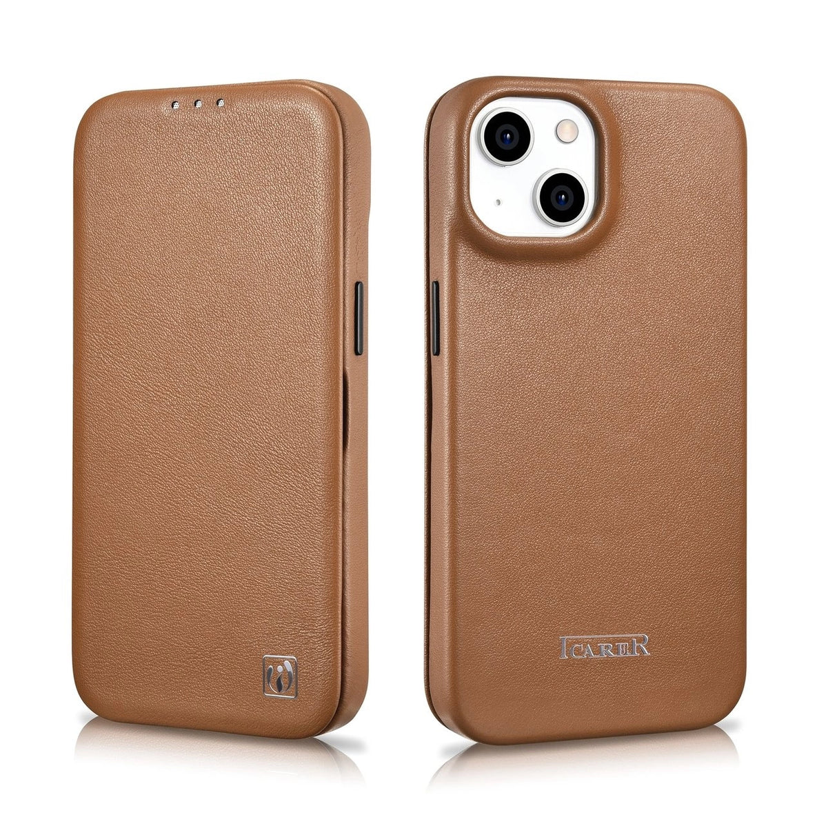 iCarer CE Premium læder Folio Case iPhone 14 Plus Magnetisk Flip læder Folio Case MagSafe Brown (WMI14220715-BN)