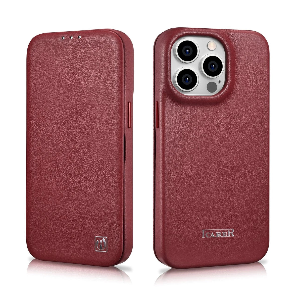iCarer CE Premium Leather Folio Case iPhone 14 Pro Max Magnetisk Flip Cover MagSafe Red (WMI14220716-RD)